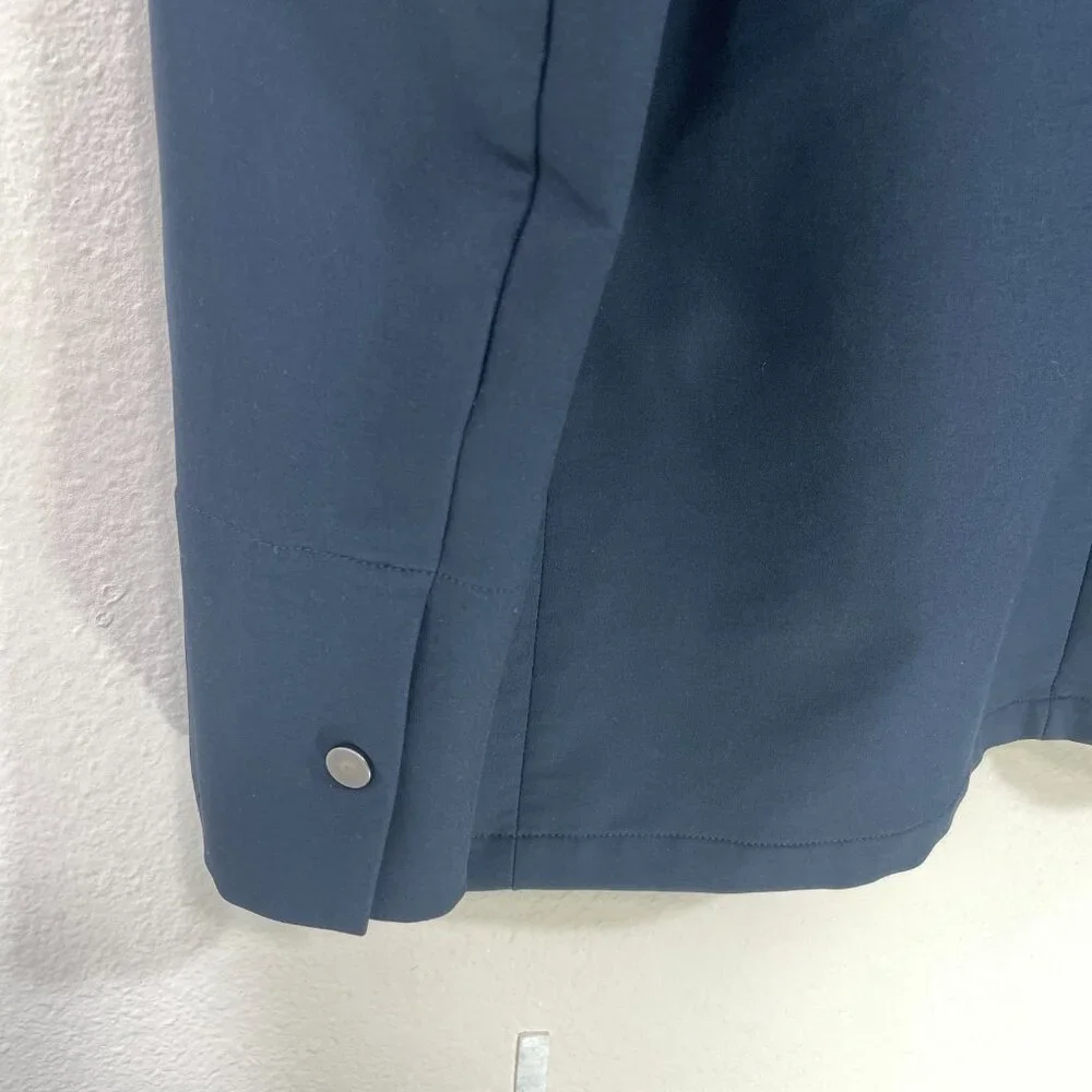 ADAY Blazer Strategy  Large Collarless in Midnight Blue‎ One Snap Button  V-Neck
